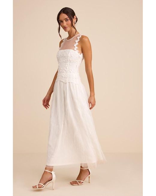 Lulus Natural Bina Embroidered Sleeveless Midi Dress