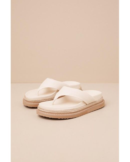 Billini Natural Amaya Bone Raffia Flatform Flip Flops