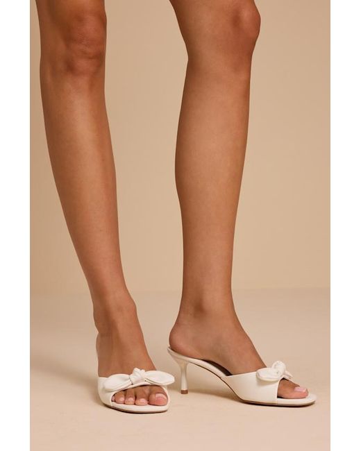 Lulus Natural Lancee Bone Bow High Heel Slide Sandals