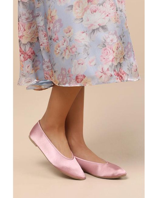 BC Footwear Pink Georgette Blush Satin Ballet Flats