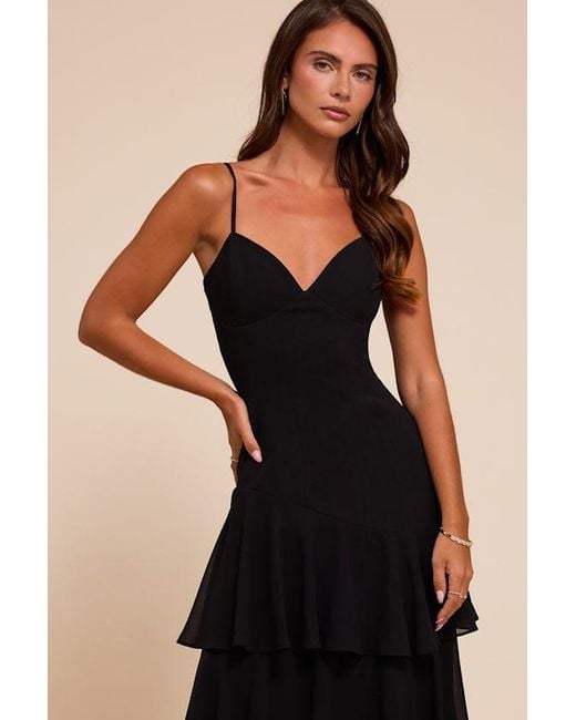 Lulus Black Amaria Tiered Maxi Dress