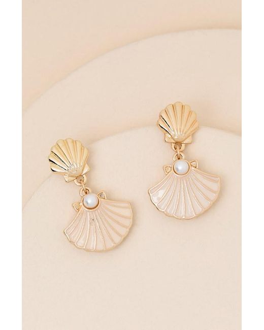 Lulus Natural Nerissa Seashell Drop Earrings