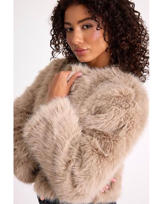 Blank NYC Blue Xylona Faux Fur Cropped Jacket
