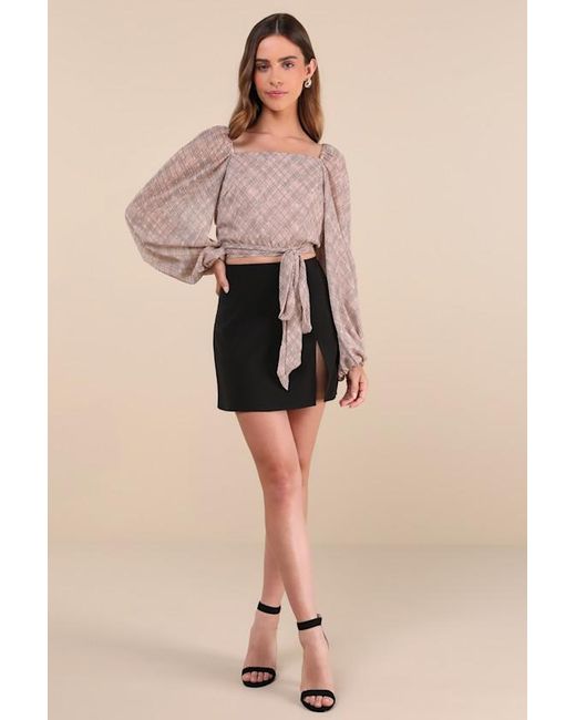Lulus Pink Dedicatedly Chic Printed Balloon Sleeve Wrap Top