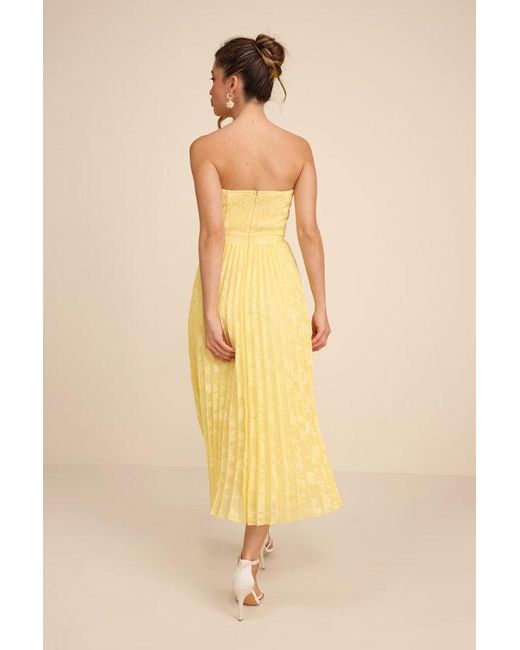 Lulus Yellow Perfectly Stunning Jacquard Strapless Midi Dress