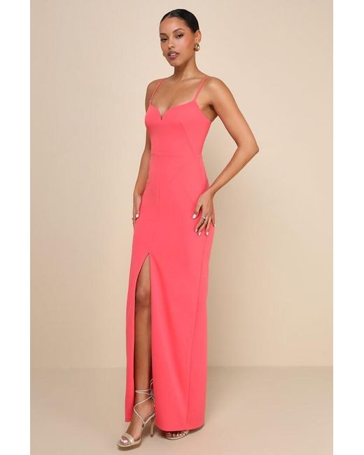 Lulus Pink Impressive Glamour Sleeveless Column Maxi Dress