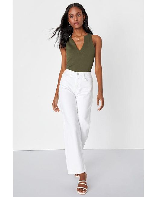 Lulus Green Trendy Endeavor Ribbed Notched Tank Top