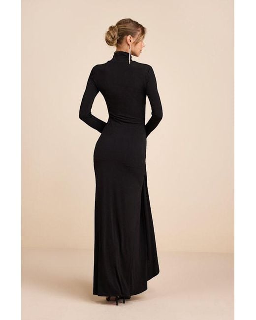 Lulus Natural Tassana Jersey Knit Mock Neck Maxi Dress