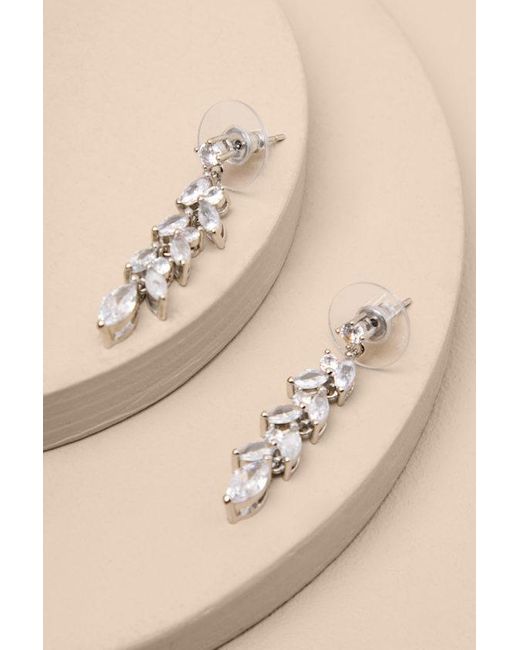 Lulus Black Bristol Rhinestone Leaf Drop Earrings