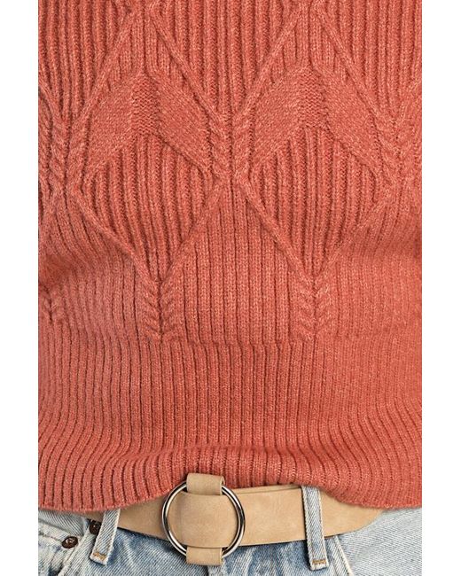 Lulus Red Snow Day Romance Terracotta Cable Knit Cropped Sweater