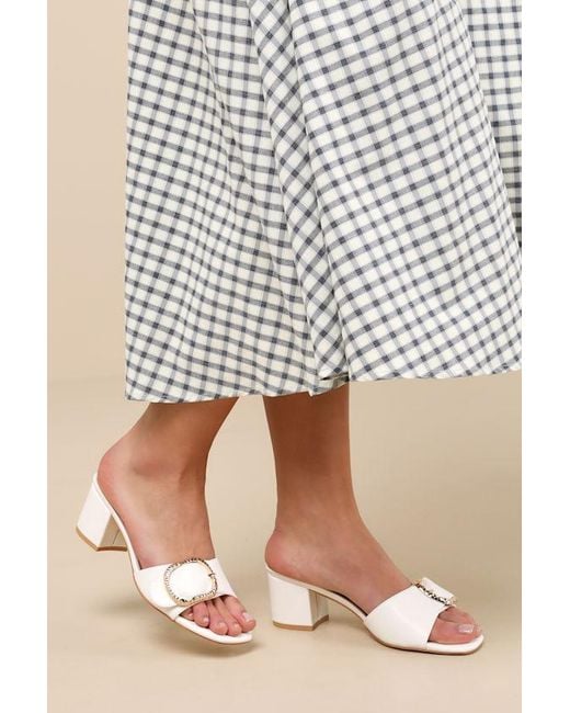 Lulus Black Franette Low Heel Buckle Slide Sandals