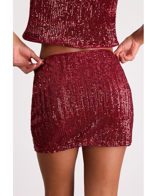 Lulus Red Isotta Sequin Low-Rise Mini Skirt