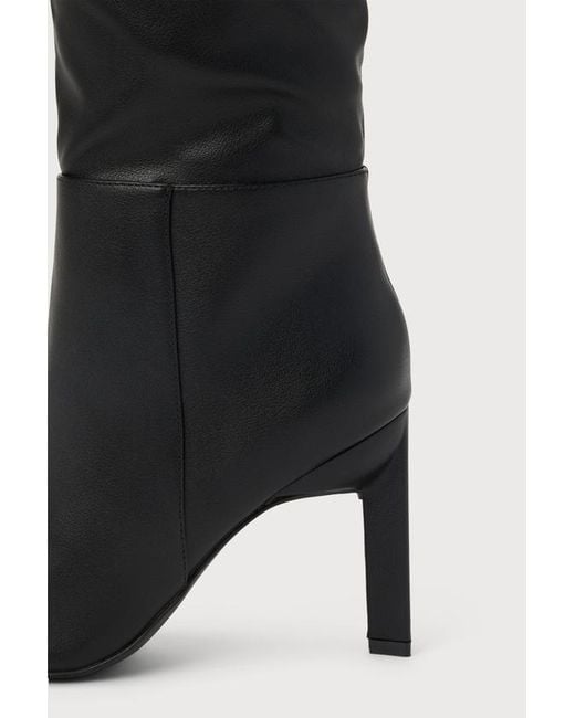 Lulus Black Olivet Pointed-Toe Knee-High Boots