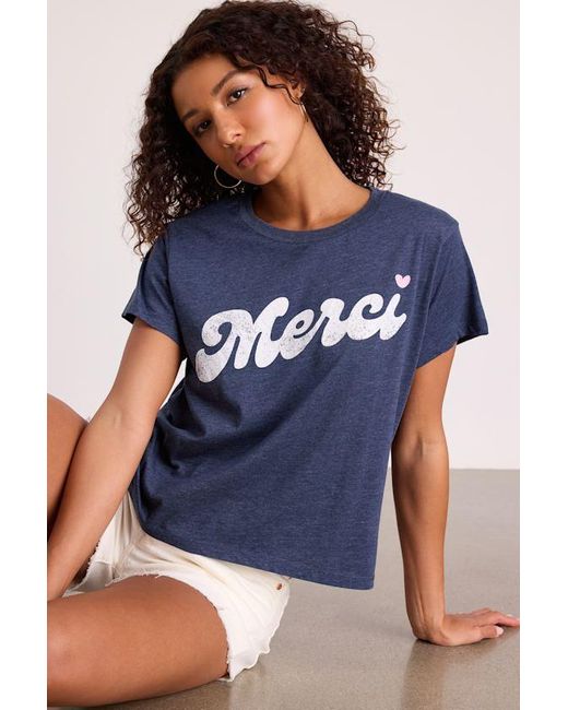 Chaser Brand Blue Merci Heather Short Sleeve Graphic Tee