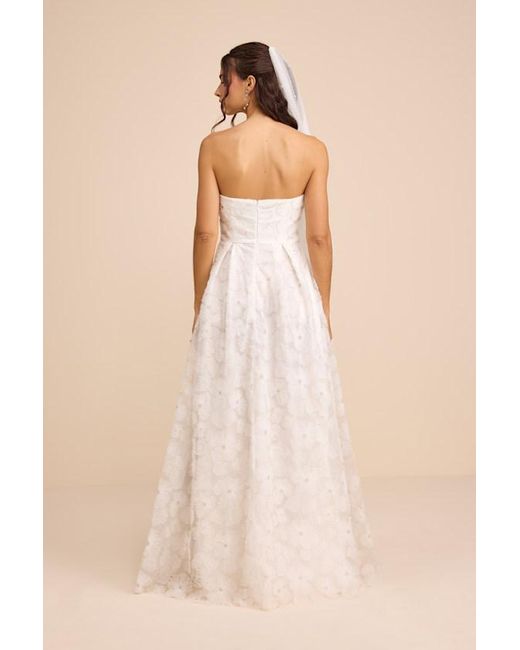 Lulus Natural Elysande Embroidered Beaded Strapless Maxi Dress