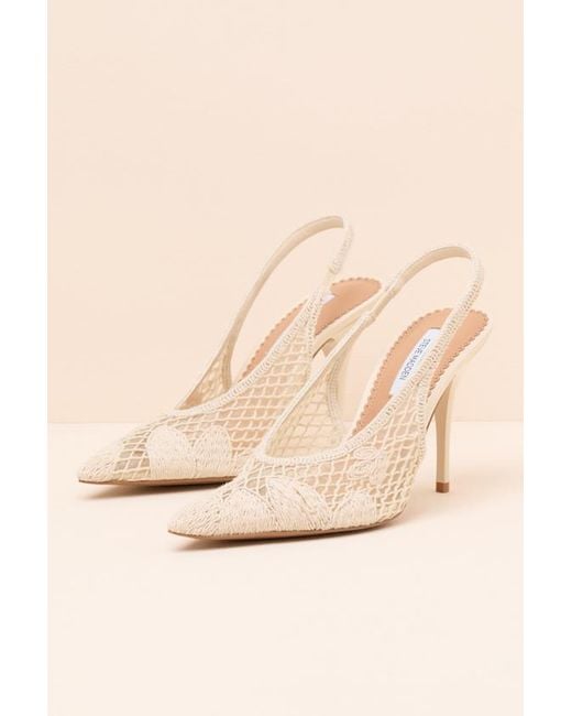 Steve Madden Andromeda Natural Crochet Pointed-Toe Slingback Pumps