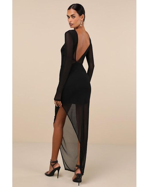 Lulus Natural Alluring Silhouette Sheer Mesh Backless Maxi Dress