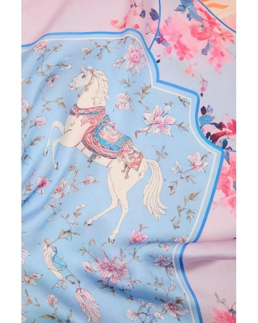 Lulus Blue Fernley Multi Equestrian Print Satin Scarf