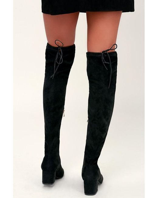 Lulus Black Di Suede Over The Knee Boots
