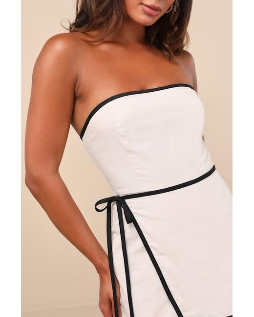 Lulus Natural Tania Strapless Skort Romper