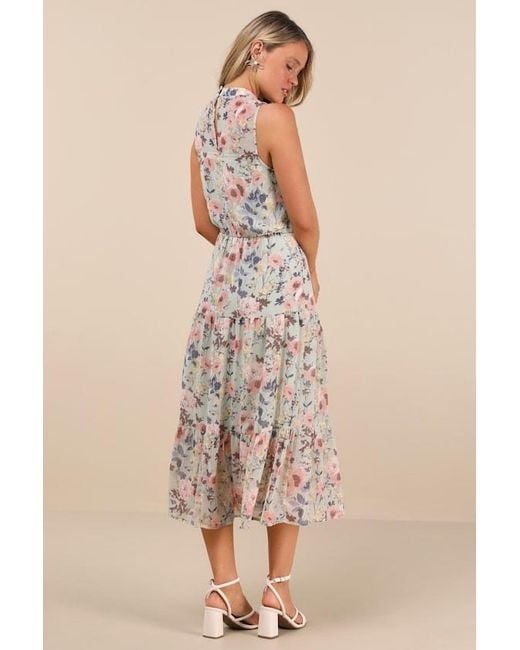 Lulus Natural In My Dreams Sage Floral Print Midi Dress