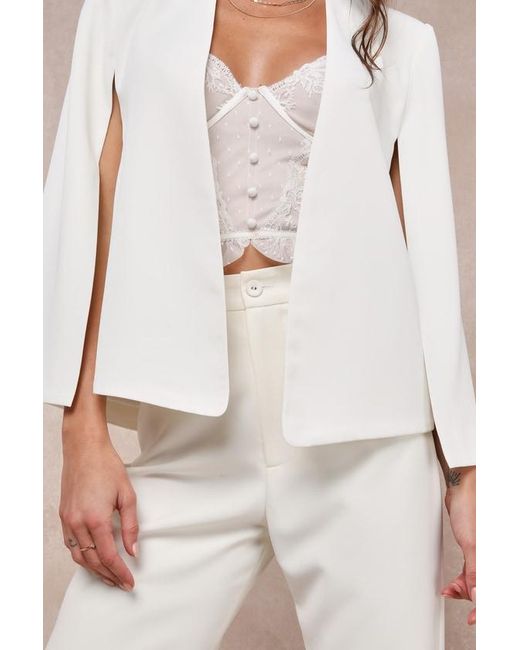Lulus White Voguish Charm Split Sleeve Blazer Cape