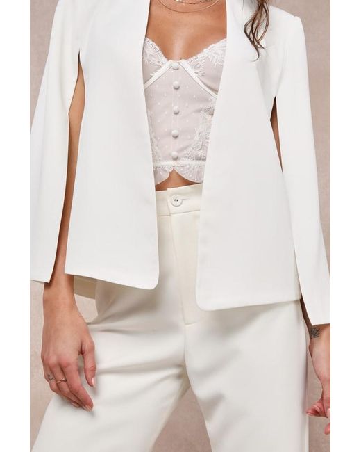 Lulus White Voguish Charm Split Sleeve Blazer Cape
