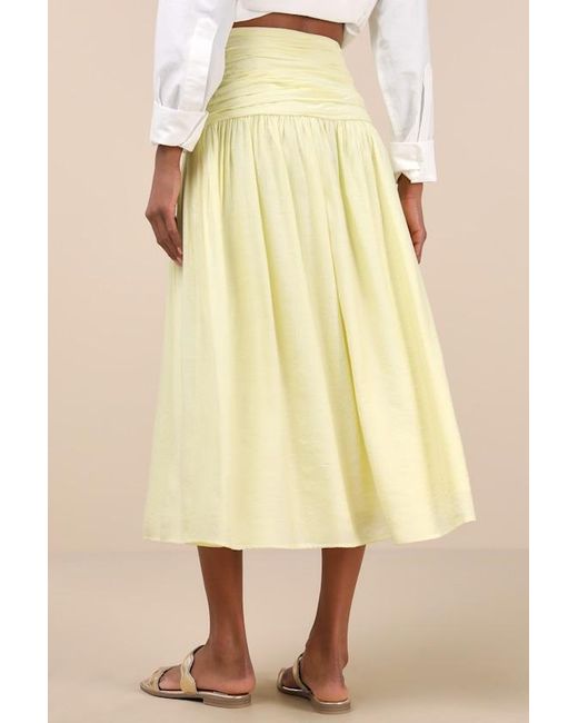 Lulus Natural Kesia Textured A-Line Midi Skirt