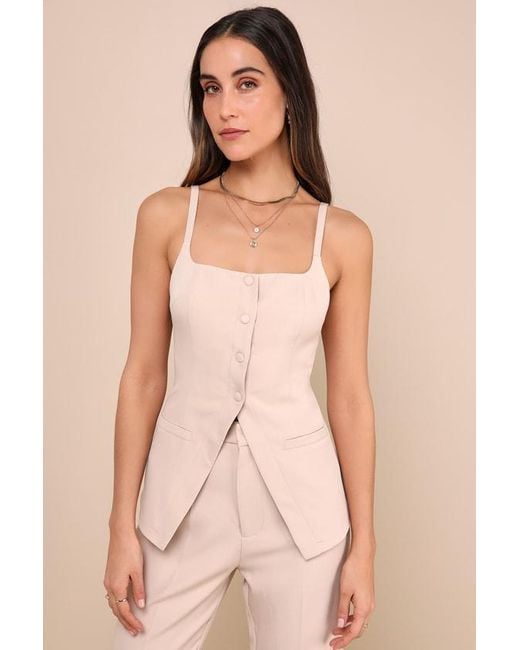 Lulus Natural Chic Muse Button-Front Cami Vest Top