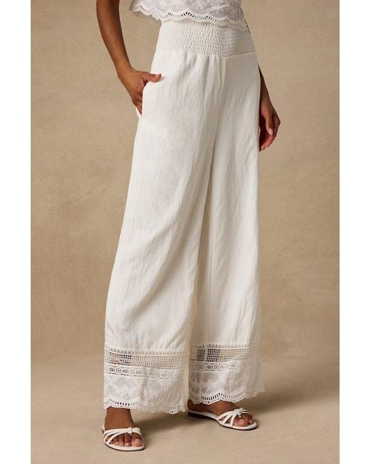 Lulus Natural Parisa Cotton Crochet Lace Wide-Leg Pants