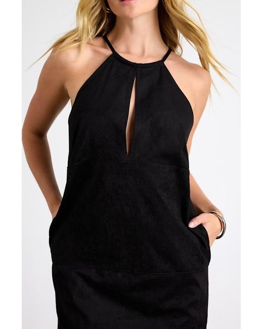 Lulus Black Westlynn Suede Cutout Shift Mini Dress