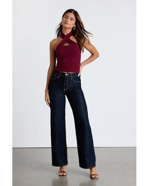 Lulus Red Essential Energy Ribbed Sleeveless Cross-Front Top