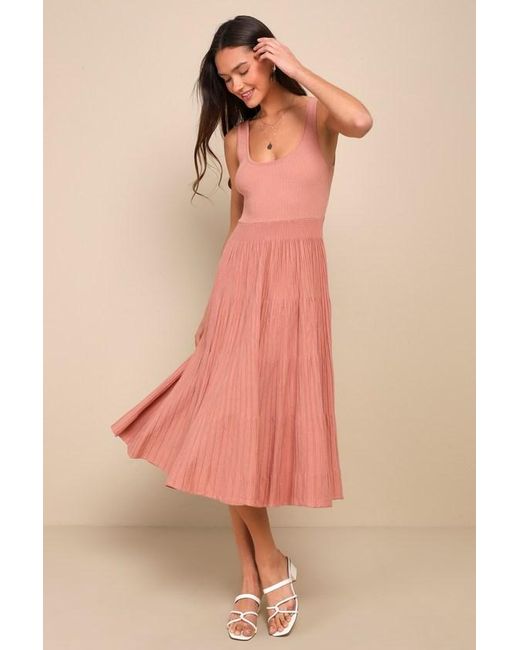 Lulus Pink Inspiring Comfort Ribbed Midi Sweater Dress