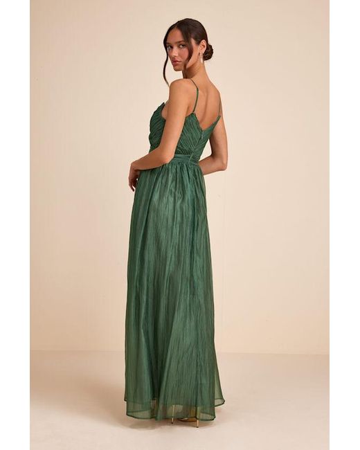 Lulus Green Rosalind Organza Strapless Maxi Dress