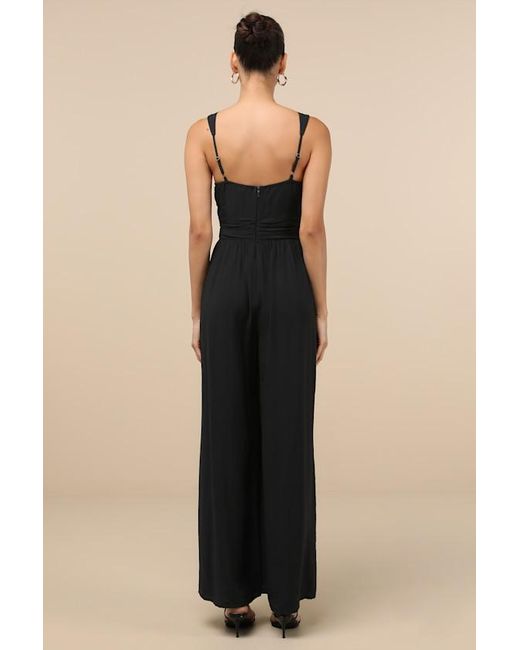 Lulus Black Emlyn O-Ring Wide-Leg Jumpsuit