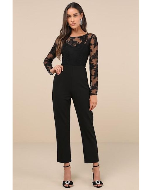 Lulus Natural Write Your Own Romance Embroidered Long Sleeve Jumpsuit