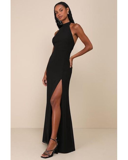Lulus Blue Captured Your Heart Halter Maxi Dress