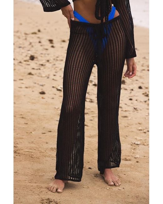 Lulus Black Codhi Sheer Crochet Two-Piece Swim Cover-Up