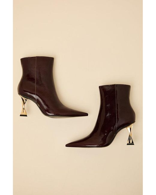 SCHUTZ SHOES Natural Elisha Maplewood Patent Pointed-Toe Ankle Booties