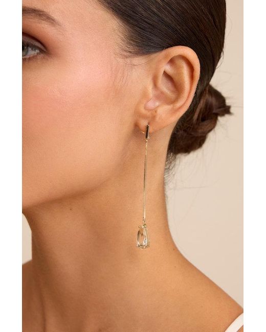 Lulus Natural Melodia Chain Rhinestone Drop Earrings