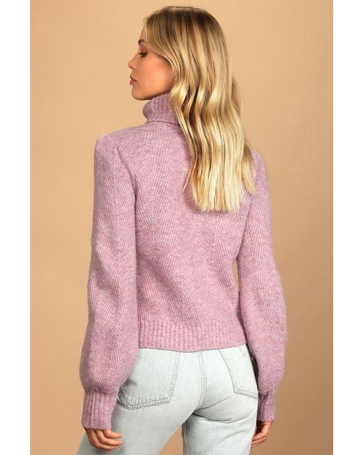 Lulus Pink Meet Cozy Knit Long Sleeve Turtleneck Sweater