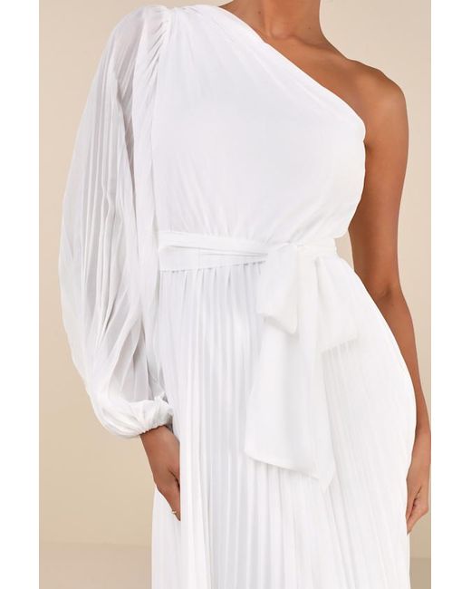 Lulus Natural Divine Charm Pleated One-Shoulder Maxi Dress