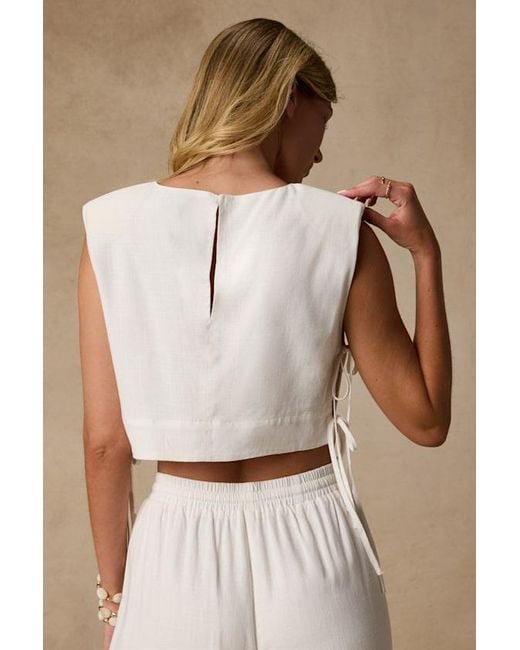 Lulus Natural Irida Tie-Side Sleeveless Crop Top