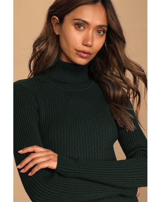 Lulus Black Change The Season Ribbed Turtleneck Sweater Dress