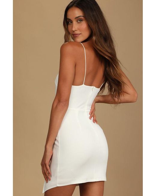 Lulus Brown Party For Two Asymmetrical Bodycon Mini Dress