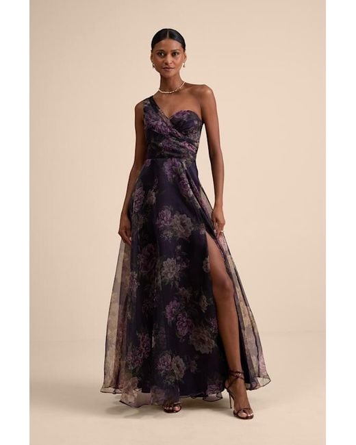 Lulus Truly Extraordinary Plum Floral Organza One-Shoulder Maxi Dress in Black | Lyst Lulus Truly Extraordinary Plum Floral Organza One-Shoulder Maxi Dress in Black | Lyst