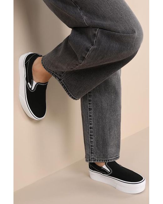 Vans Black Classic Canvas Slip-On Stackform Sneakers