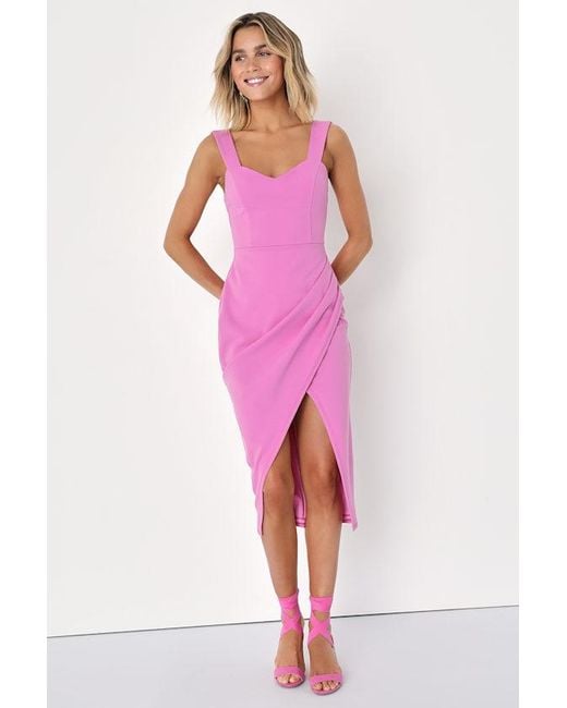 Lulus Pink Always Beautiful Rose Sleeveless Tulip Midi Dress
