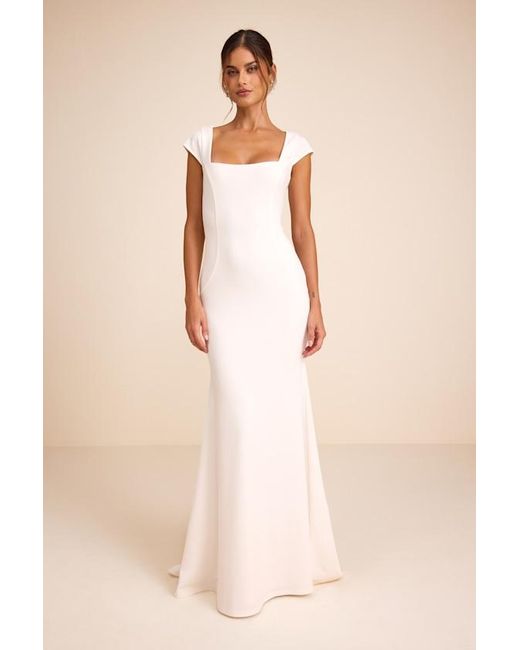 Lulus Natural Alena Cap Sleeve Mermaid Maxi Dress
