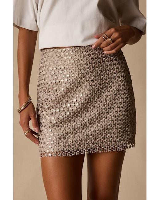 Lulus Brown Jeanie Sequin High-Rise Mini Skirt
